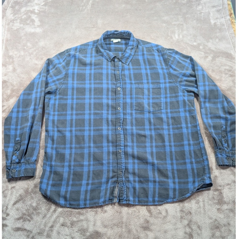 Carbon 2 Cobalt Button Down Shirt Mens XL Blue Plaid Long Sleeve Cotton